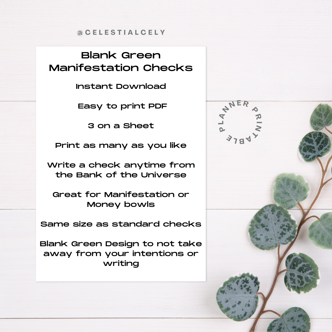 Green Printable Manifestation Checks
