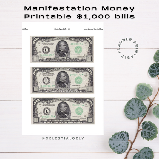 Manifestation Money $1,000 Bills