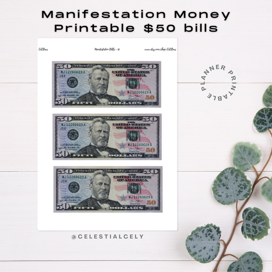 Manifestation Money - $50 Bills