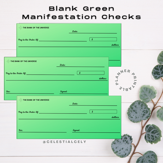 Green Printable Manifestation Checks