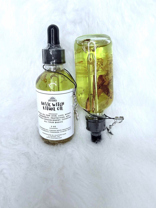 Basic Witch Ritual Oil 2 oz Spell Oil For Prosperity, Protection, Love, Luck, Money, Psychic Enhancement