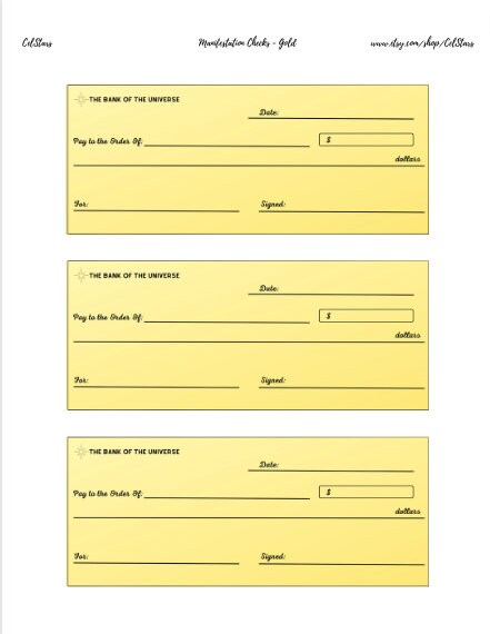 Gold Printable Manifestation Checks
