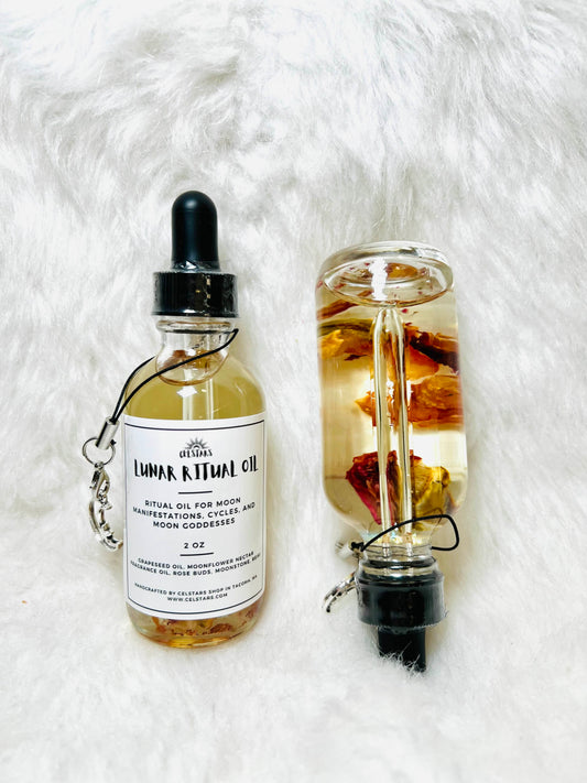 Lunar Ritual Spell Oil 2 oz Bottle For Enlightenment, Moon Oil, Divine Feminine
