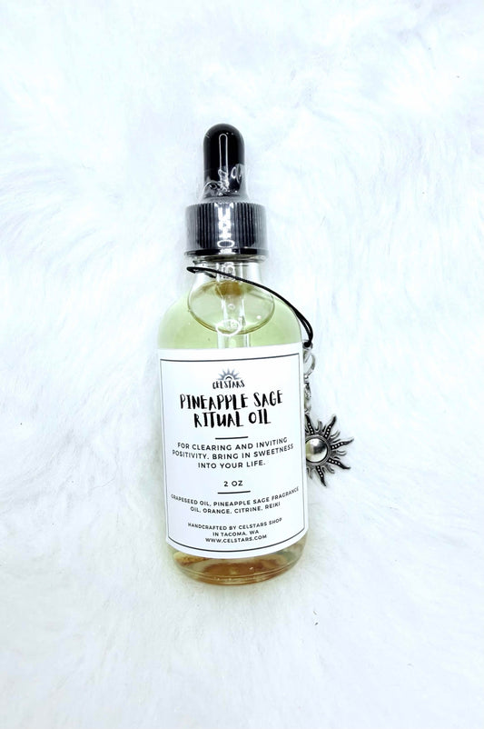 Pineapple Sage Ritual Oil 2 oz Spell Oil For Cleansing, Uplifting Energy, Summer Scent