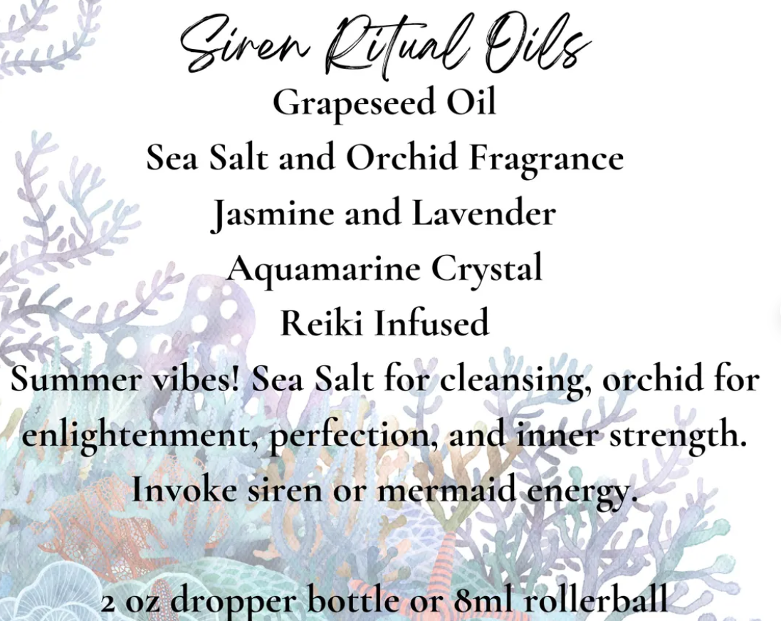 Siren Ritual Oil 2 oz Spell Oil For Cleansing, Mermaid energy, beach energy