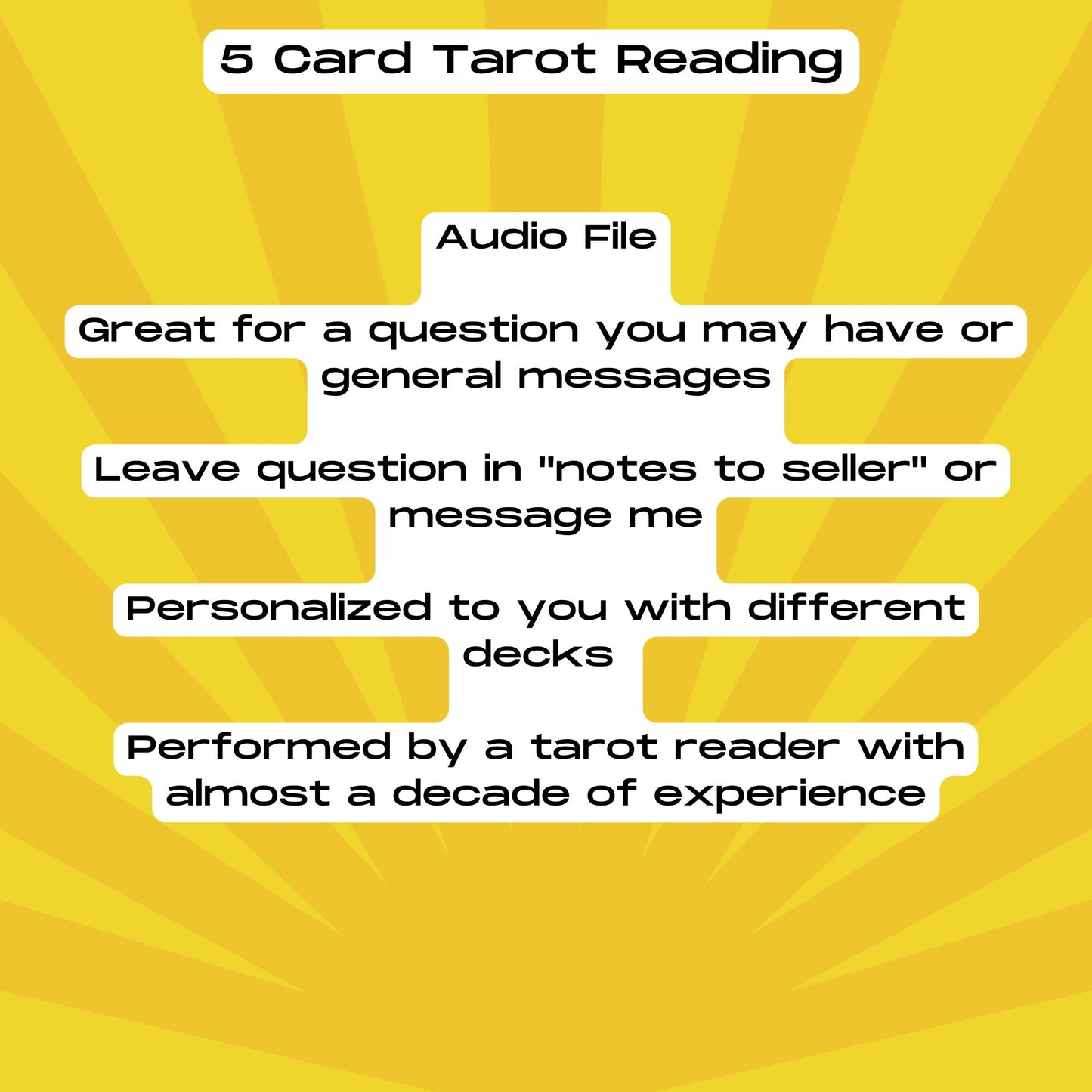 MOST POPULAR - Audio File Tarot Reading 3, 5 or 10 cards