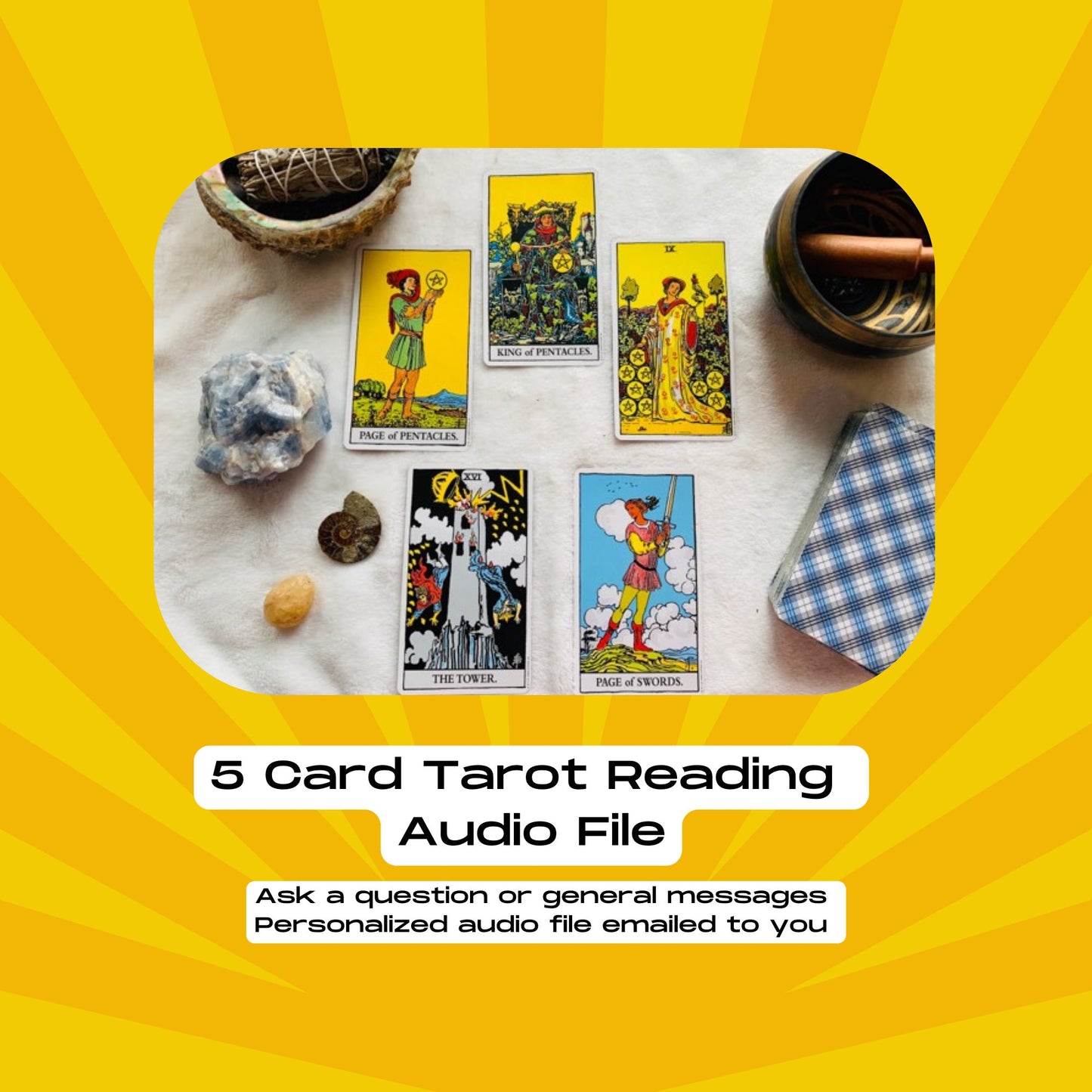 MOST POPULAR - Audio File Tarot Reading 3, 5 or 10 cards